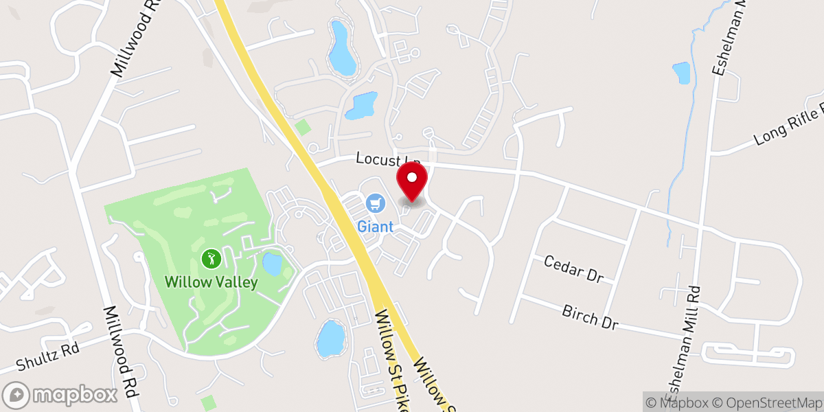 Map showing location of Grace Church at Willow Valley