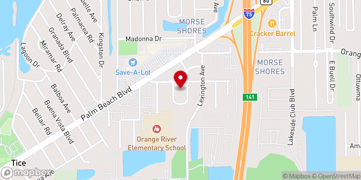 Map showing location of Morningstar Baptist Church