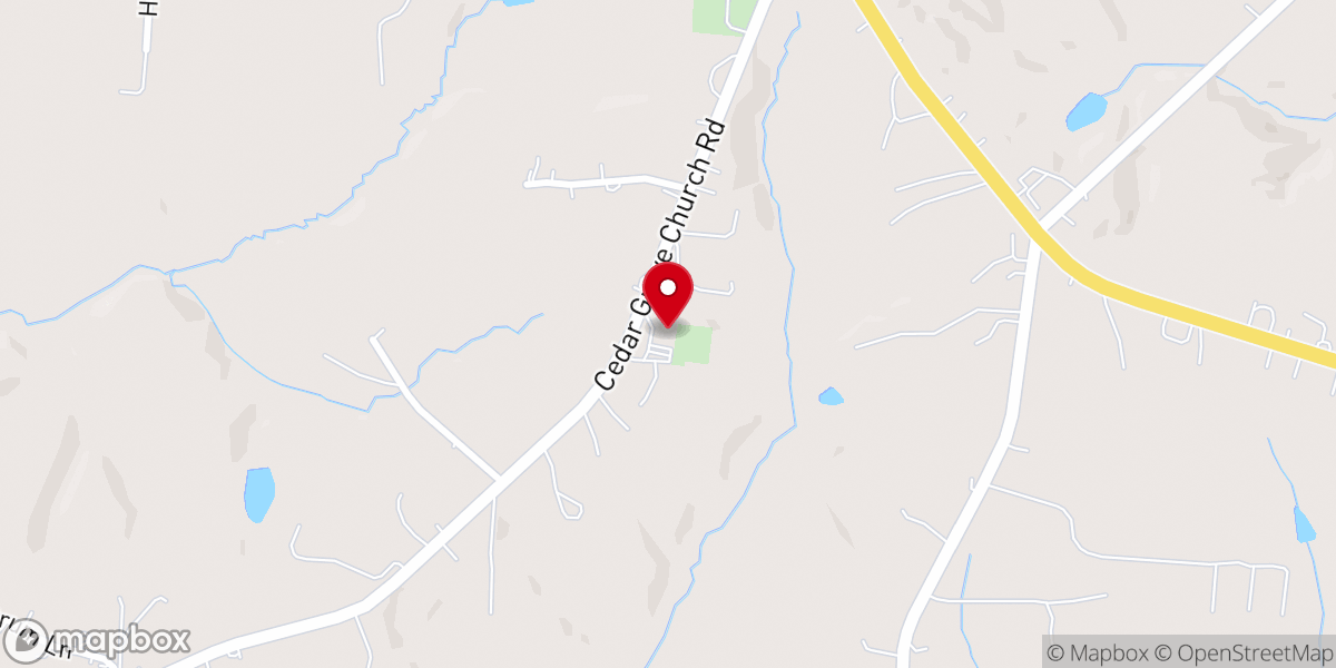 Map showing location of Cedar Grove Baptist Church