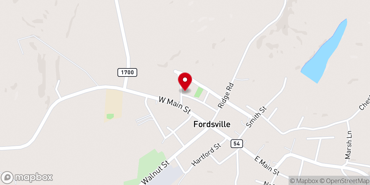 Map showing location of Fordsville Baptist Church