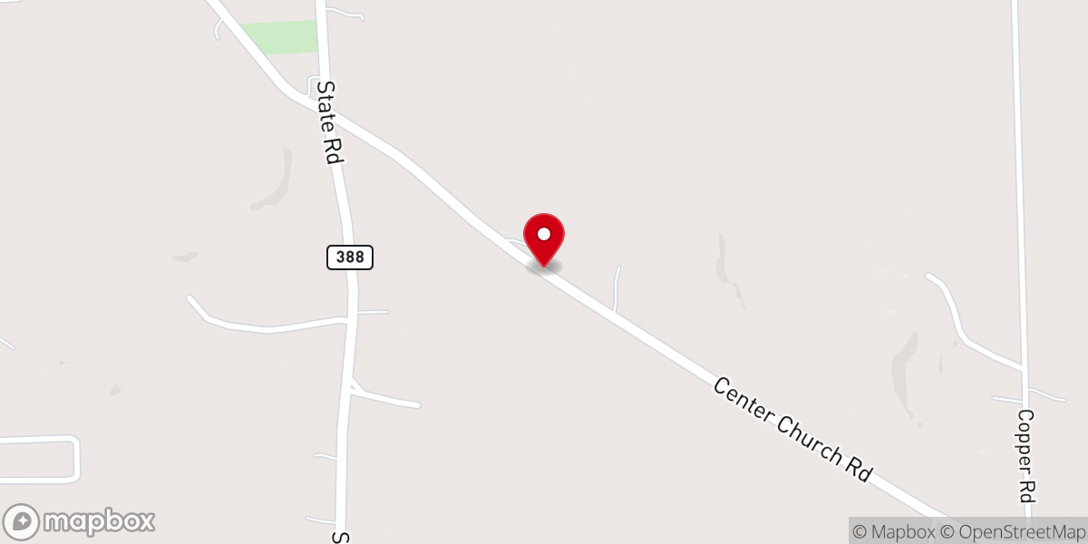 Map showing location of Center Church