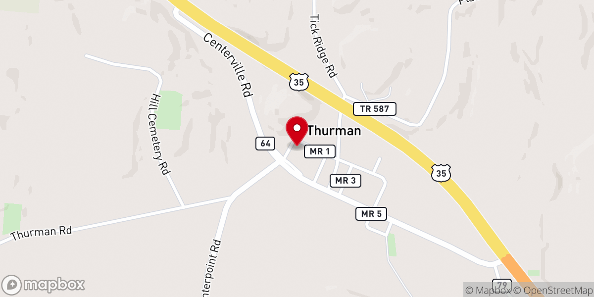 Map showing location of Thurman United Methodist Church
