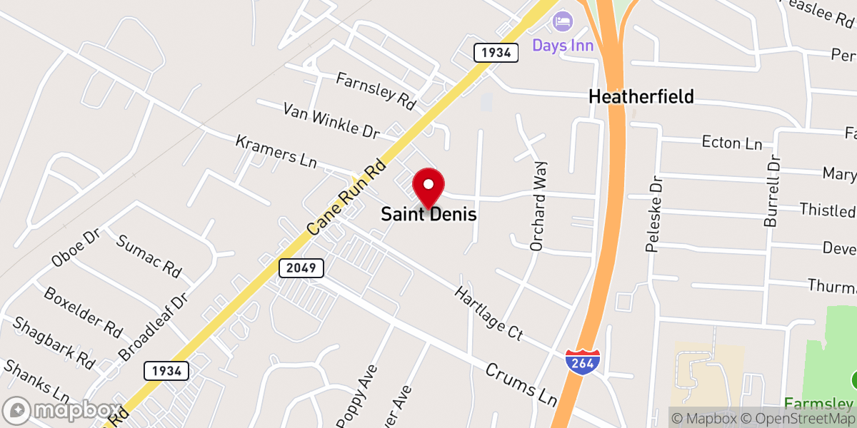 Map showing location of Saint Denis Catholic Church