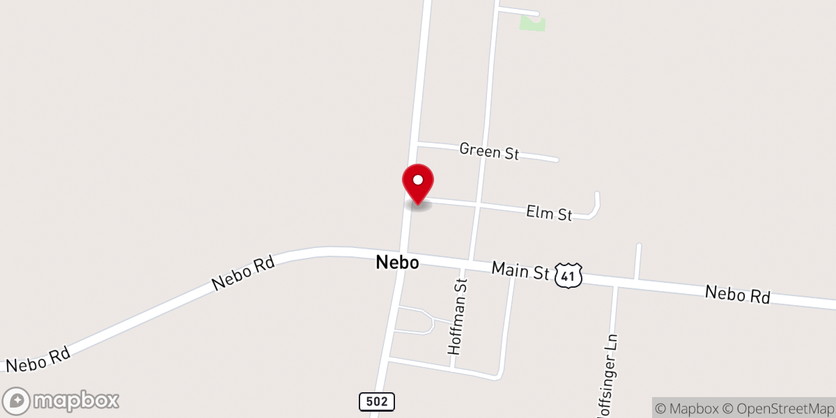 Map showing location of Nebo Christian Church
