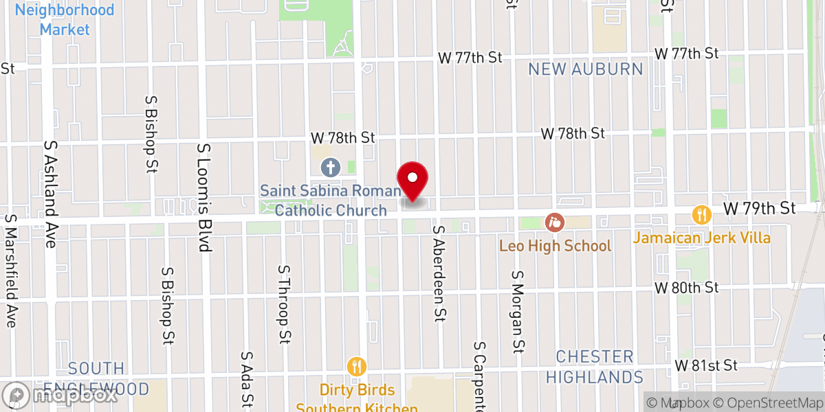 Map showing location of Saint Sabina Parish - Food Distribution Center