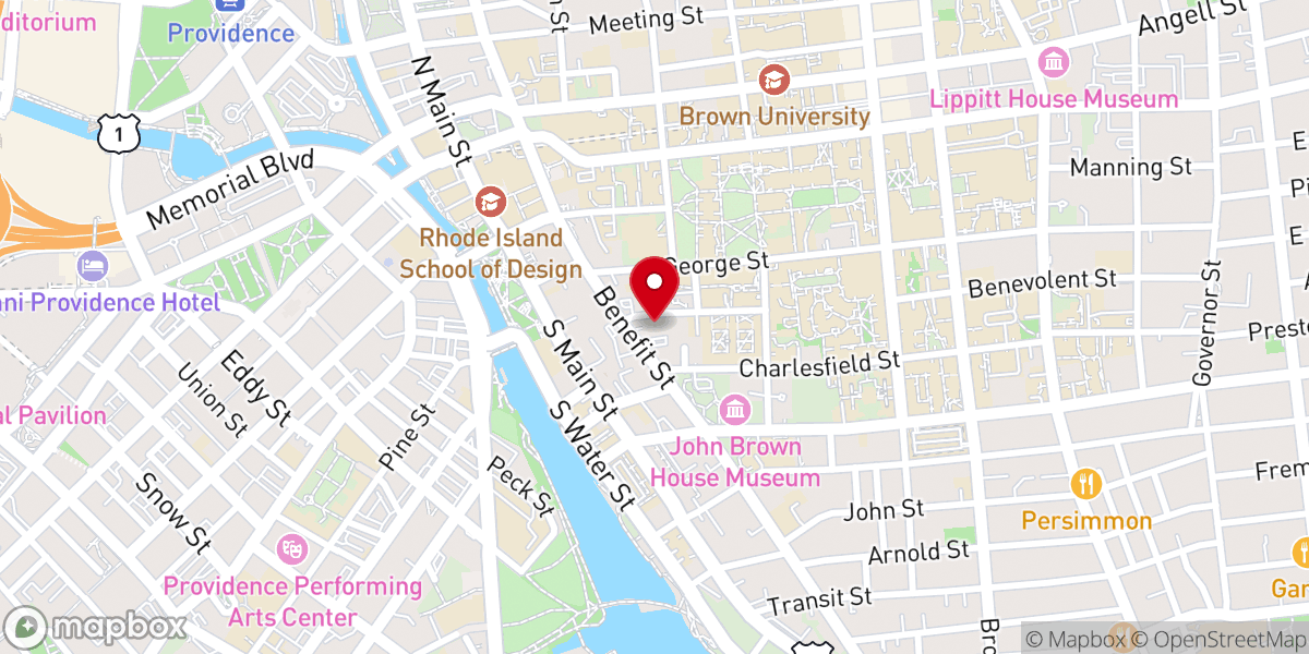 Map showing location of First Unitarian Church of Providence