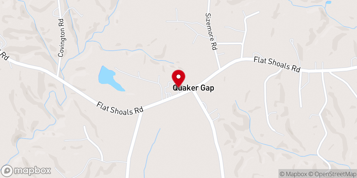 Map showing location of Quaker Gap Baptist Church
