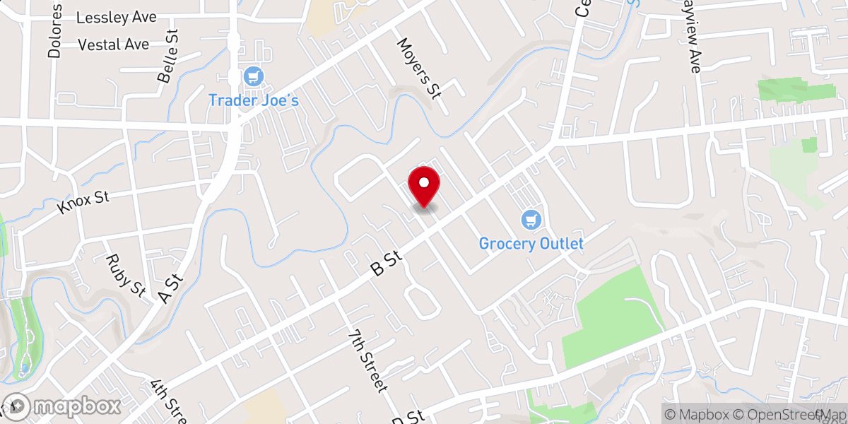 Map showing location of First Church of Hayward