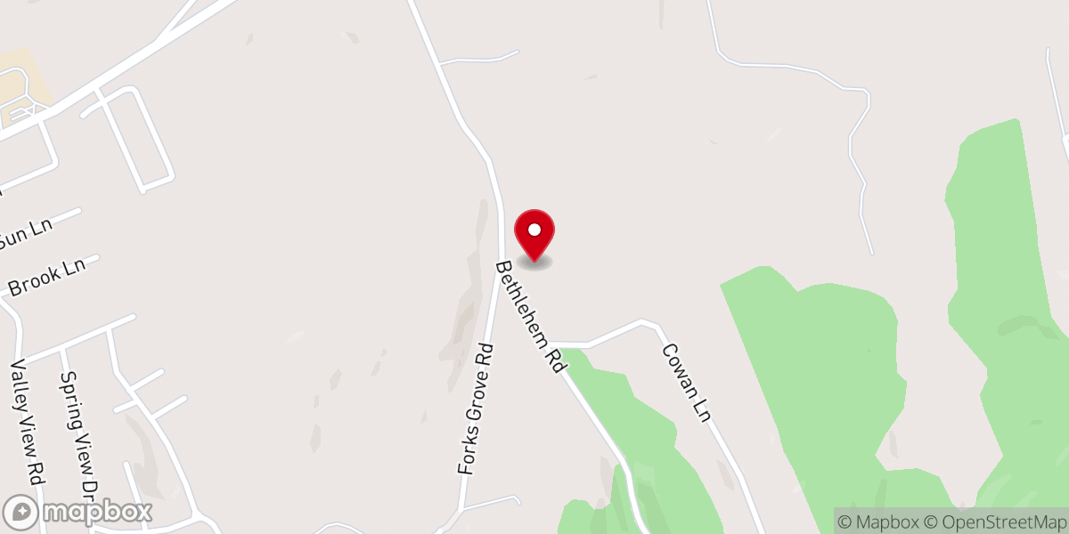 Map showing location of Forks Grove Baptist Church