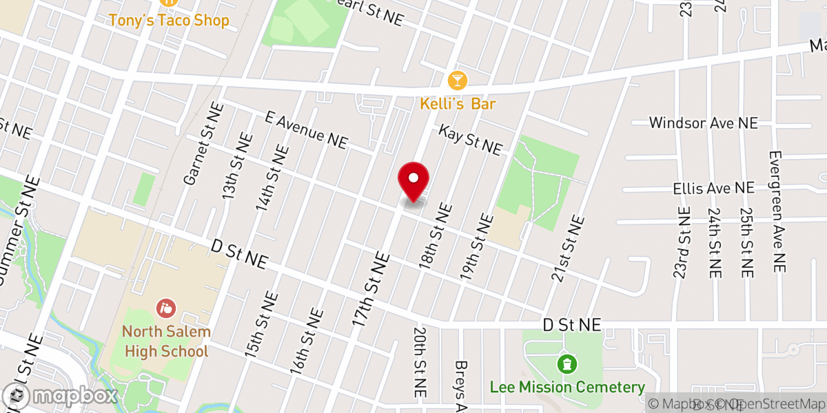 Map showing location of Evergreen Church
