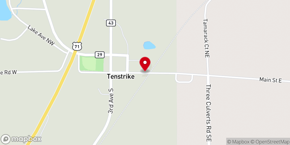Map showing location of Tenstrike