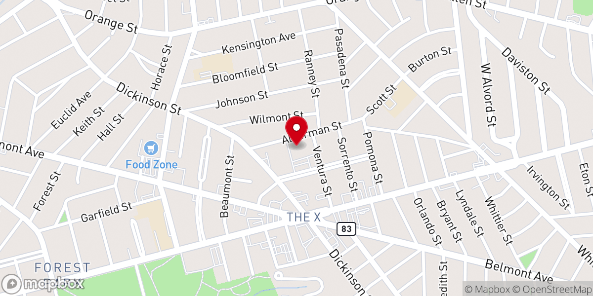 Map showing location of Holy Name Social Center