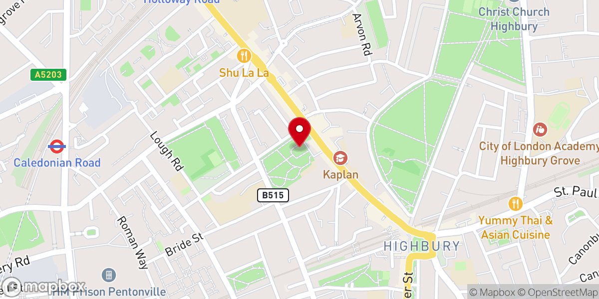 Map showing location of St Mary Magdalene Church, Lower Holloway