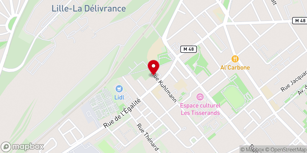 Map showing location of Église Évangélique Vie et Lumière de Lille
