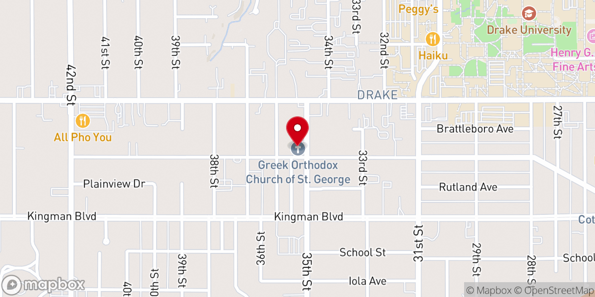 Map showing location of Greek Orthodox Church of St. George