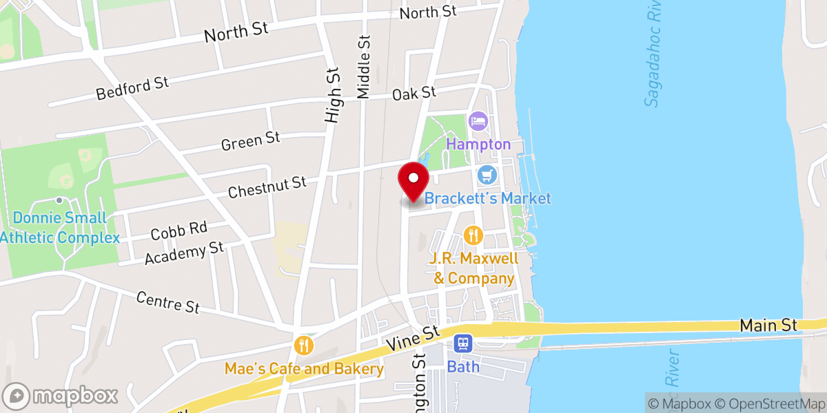 Map showing location of First Baptist Church of Bath