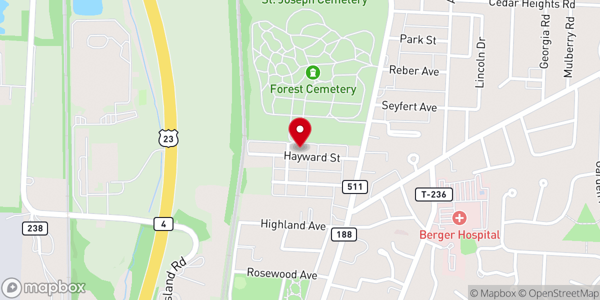 Map showing location of Hayward Ave Church