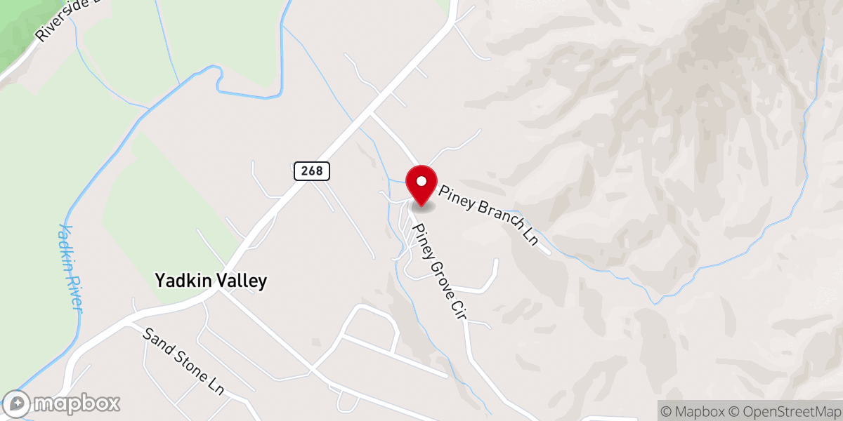 Map showing location of Piney Grove Baptist Church