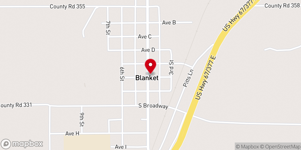 Map showing location of Blanket Methodist Church