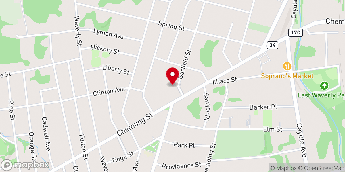 Map showing location of Oral & Implant Surgery of the Southern Tier
