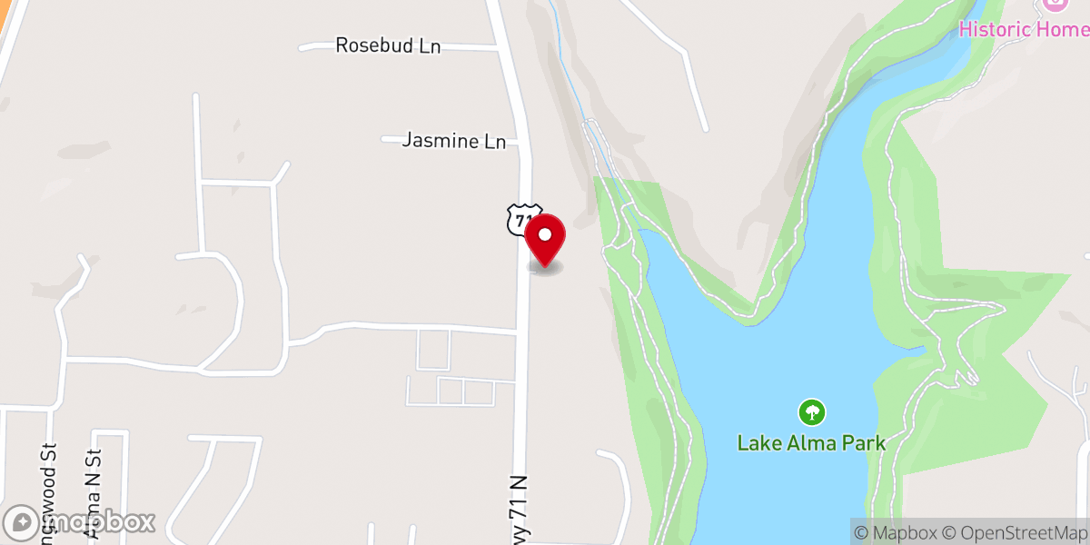 Map showing location of Hwy 71 Church of Christ