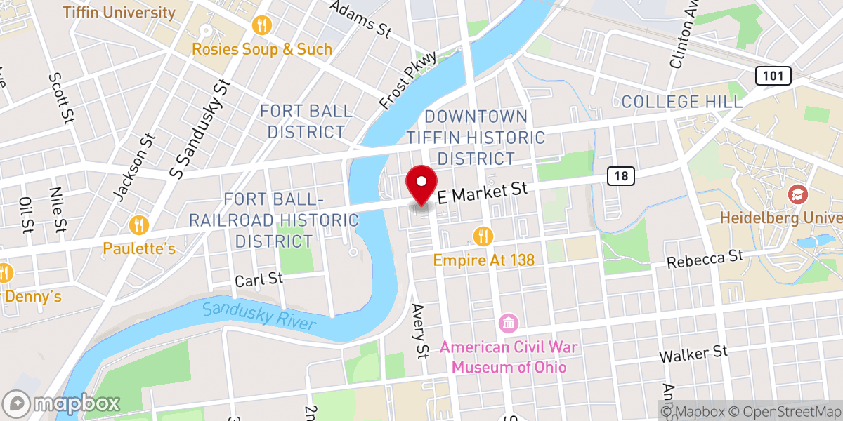 Map showing location of First Presbyterian Church