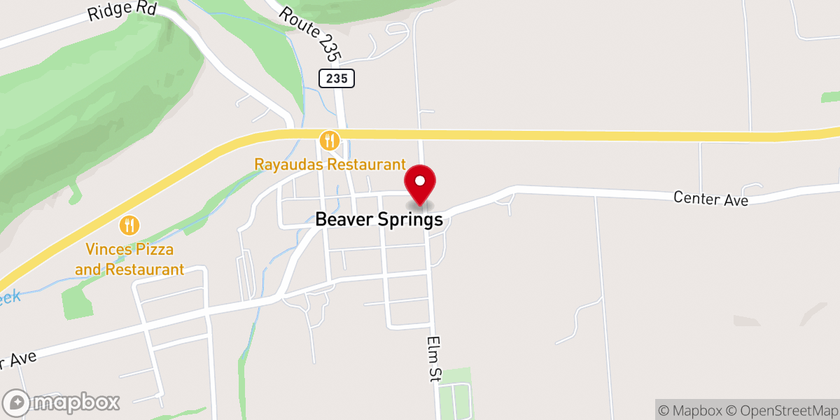 Map showing location of Christ Church of Beaver Springs
