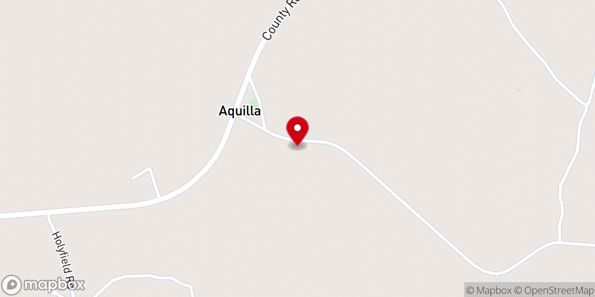 Map showing location of Aquilla United Methodist Church