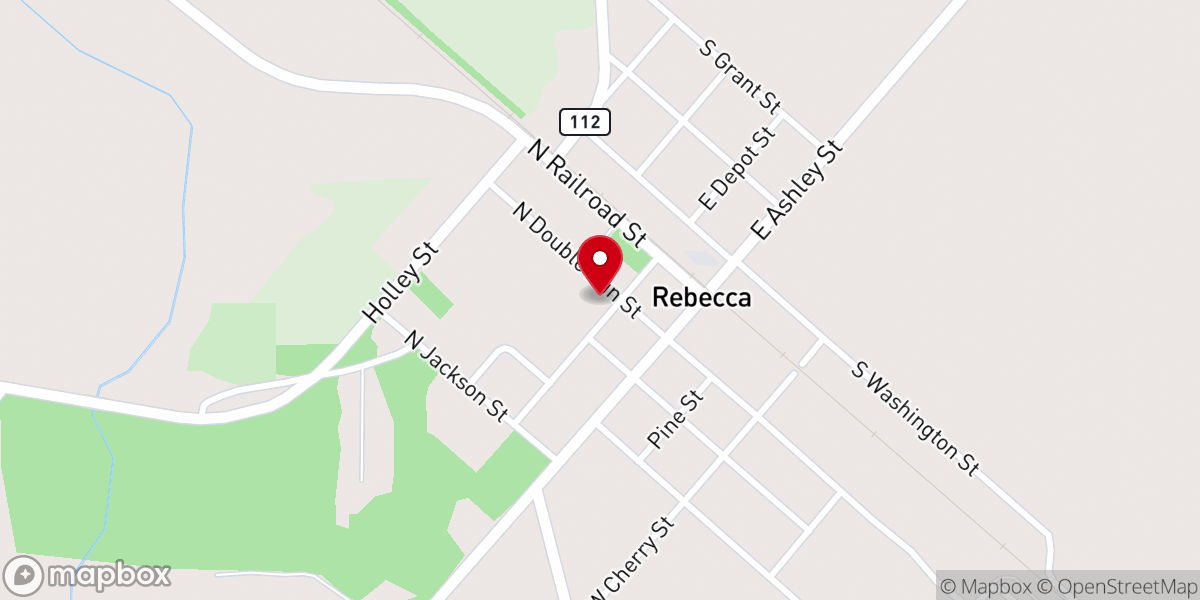 Map showing location of Rebecca Methodist Church