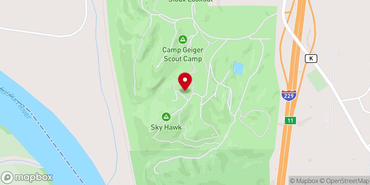 Map showing location of Geiger Chapel