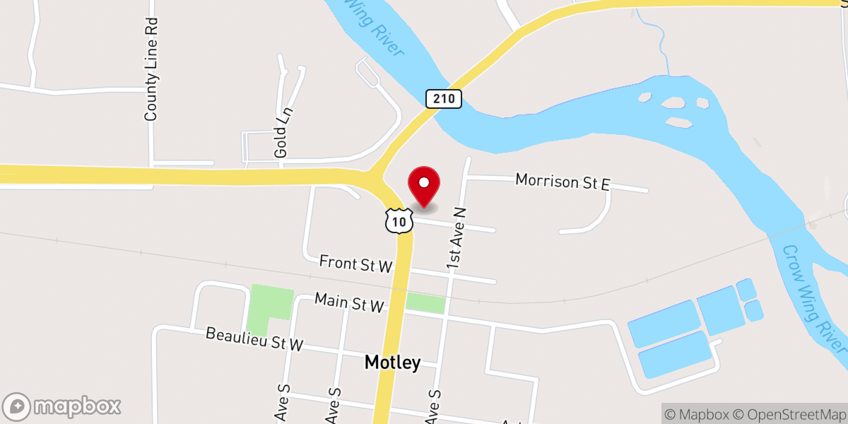 Map showing location of Motley Free Methodist Church