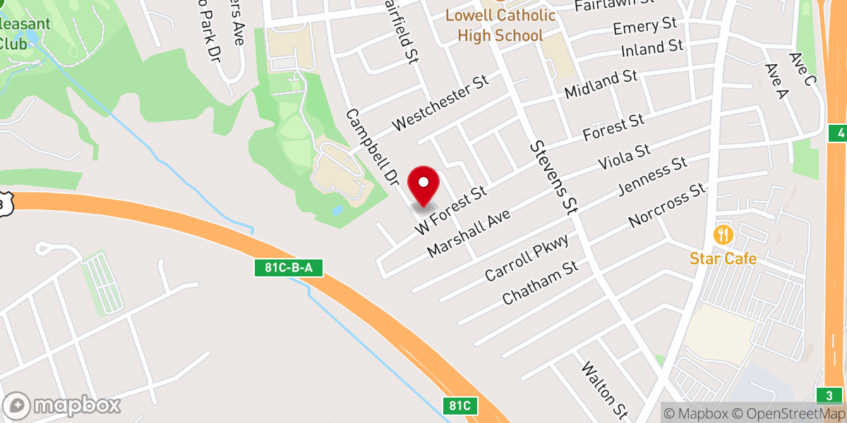 Map showing location of Igreja assembleia de Deus Missao - Lowell