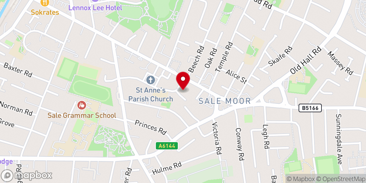 Map showing location of Trinity Methodist Church