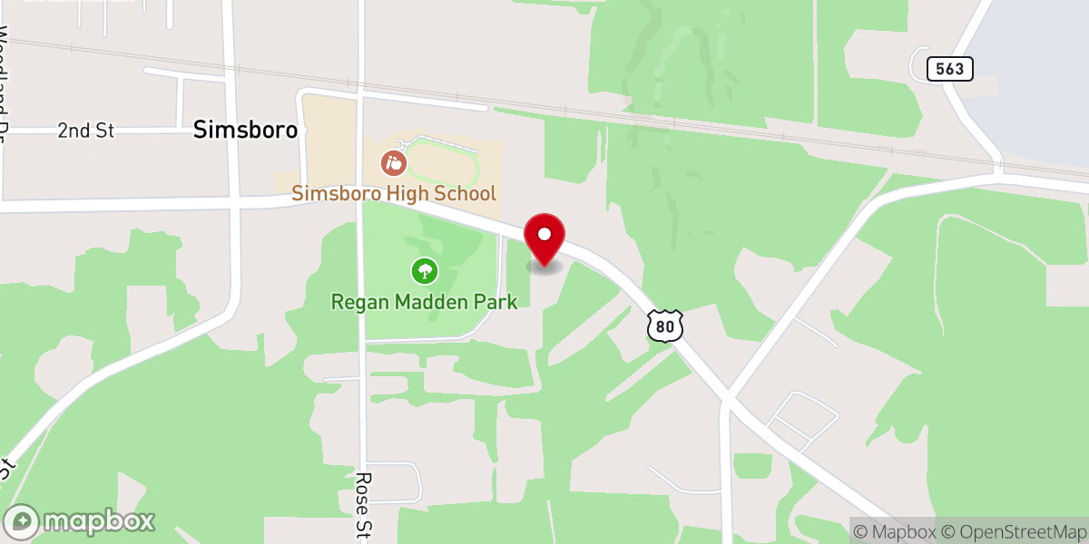 Map showing location of Simsboro Grace Community Church