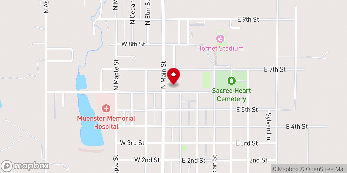 Map showing location of Sacred Heart Catholic Church
