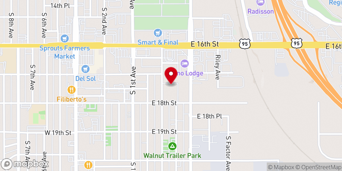 Map showing location of World Harvest Church of Yuma