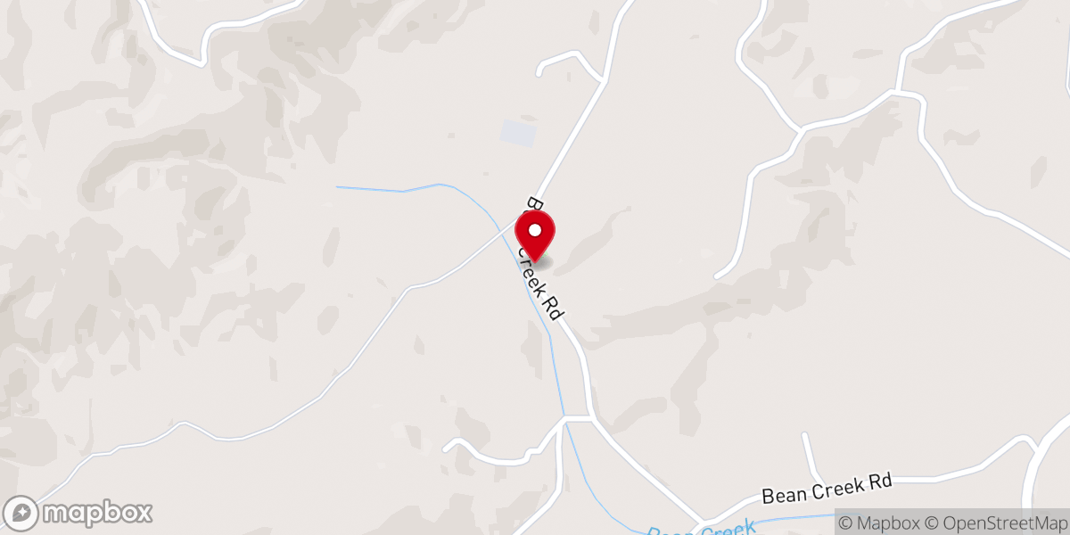 Map showing location of Bean Creek Church