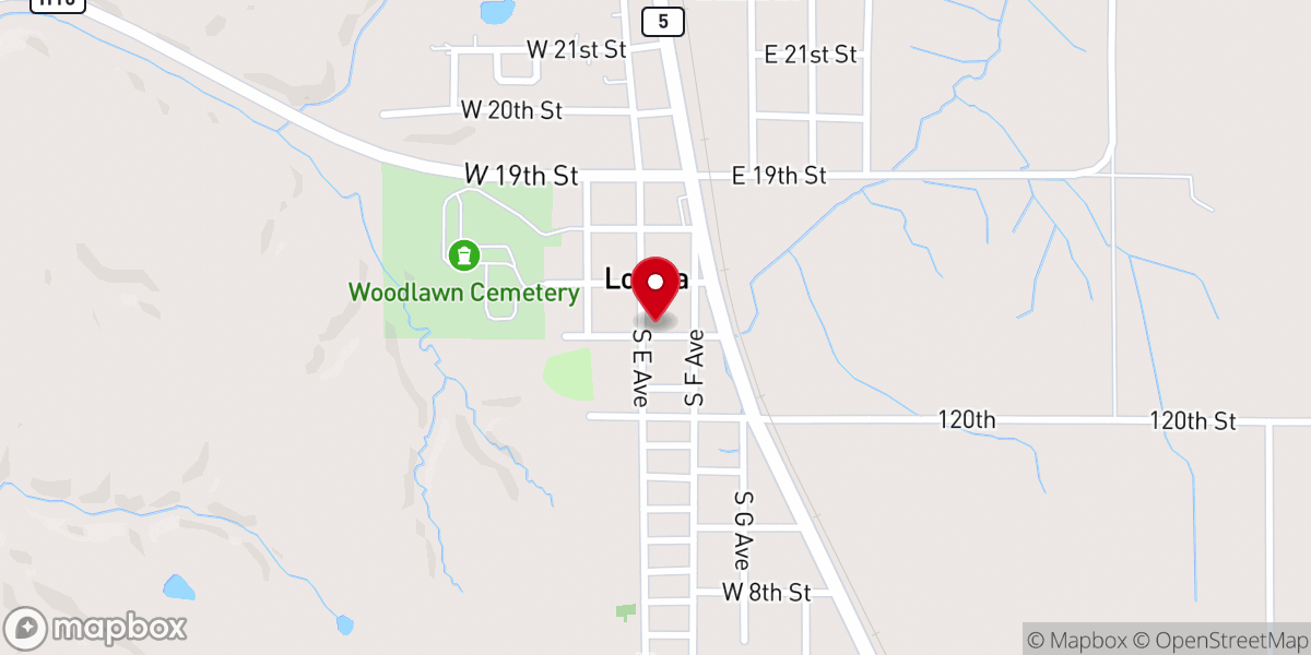 Map showing location of Lovilia United Methodist Church