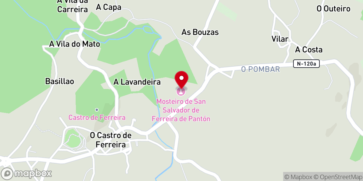 Map showing location of Monasterio de Santa María de Ferreira de Pantón