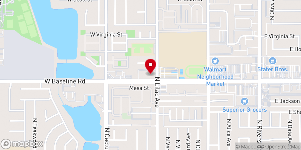 Map showing location of Rialto United Methodist Church