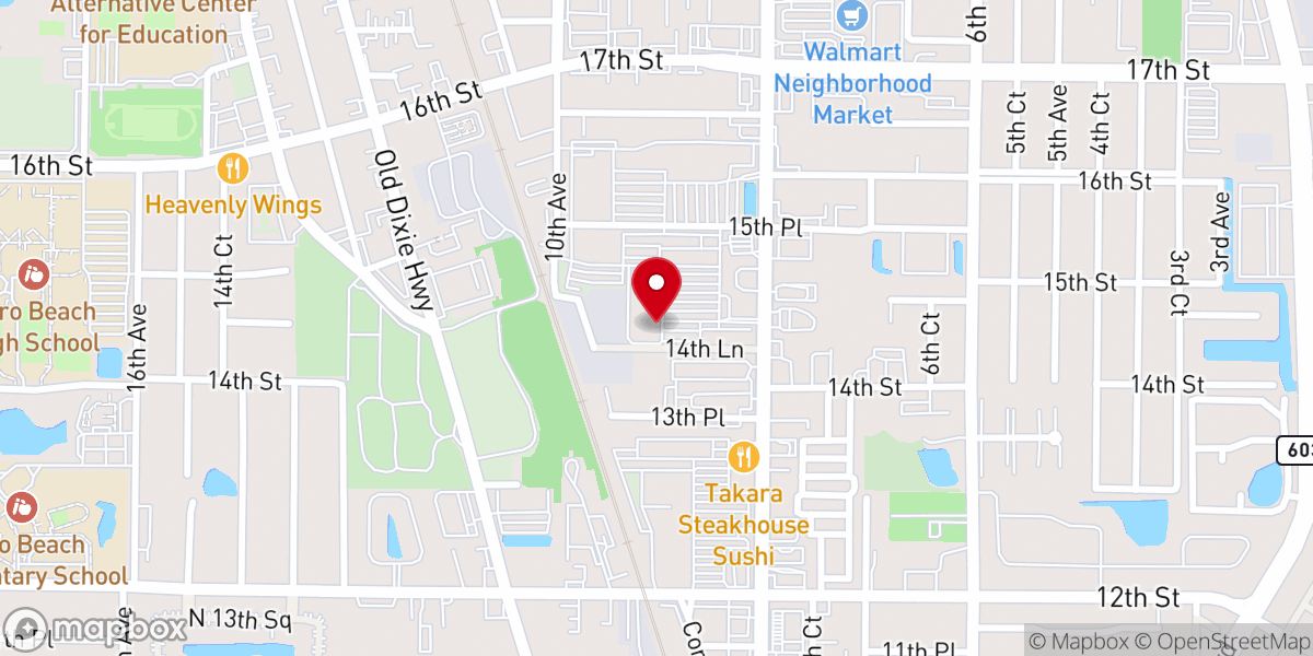 Map showing location of Christ Fellowship Church in Vero Beach, FL