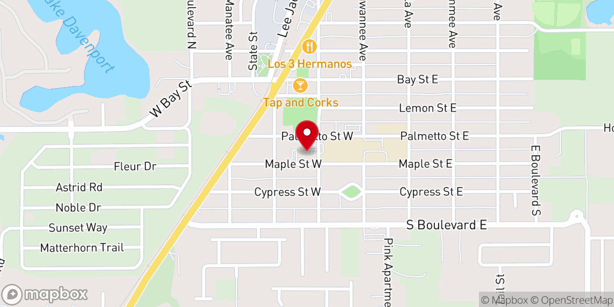 Map showing location of First Baptist Church of Davenport, FL