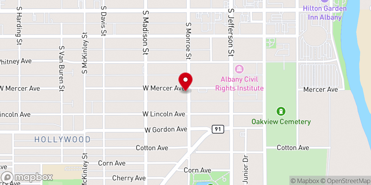 Map showing location of First Church of God in Christ