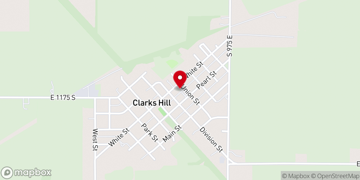 Map showing location of Clarks Hill Community Building