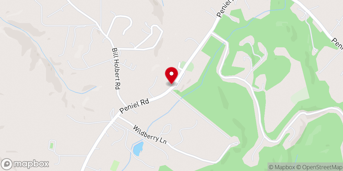Map showing location of Peniel Baptist Church