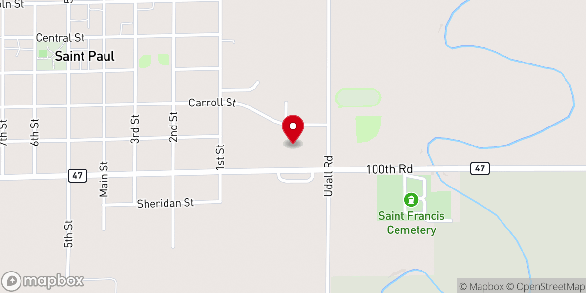 Map showing location of St Francis Catholic Church
