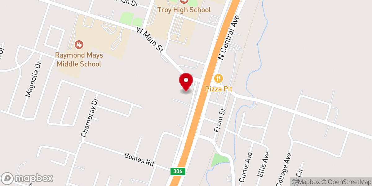 Map showing location of Troy First Baptist Church