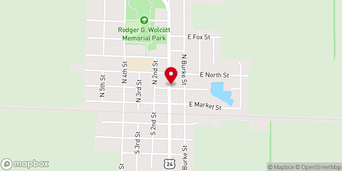 Map showing location of Wolcott Cafe & Catering