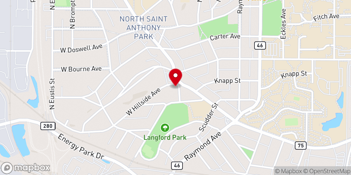 Map showing location of Centennial United Methodist Church- St. Anthony Park Campus