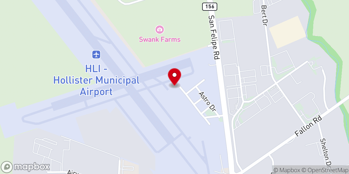 Map showing location of Skydive Hollister - Solo Jump Training Center